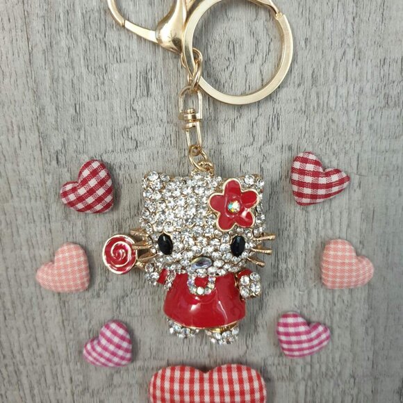 Hello Kitty Key Chain Key Ring Girls Women Handbag Pendant Sarnio Accessory Gift - Picture 3 of 4